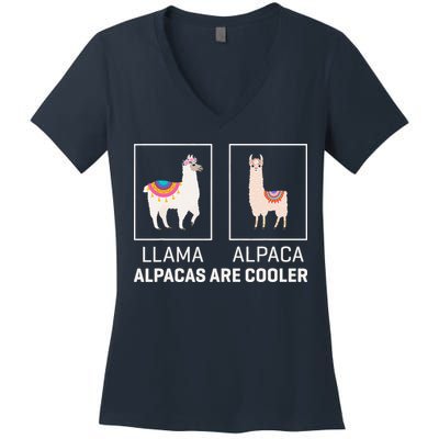 Llama Vs Alpaca, Alpacas Are Cooler - Funny Alpaca Lover Women's V-Neck T-Shirt