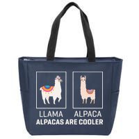 Llama Vs Alpaca, Alpacas Are Cooler - Funny Alpaca Lover Zip Tote Bag