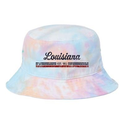 Louisiana Vintage American Flag Retro Design Tie Dye Newport Bucket Hat