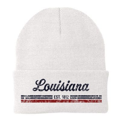 Louisiana Vintage American Flag Retro Design Knit Cap Winter Beanie