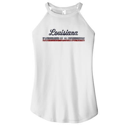 Louisiana Vintage American Flag Retro Design Women’s Perfect Tri Rocker Tank