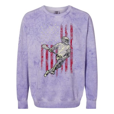 Lacrosse Vintage American Flag Colorblast Crewneck Sweatshirt