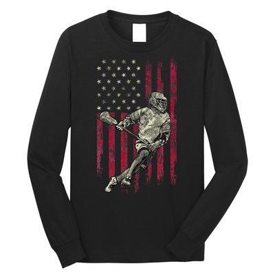 Lacrosse Vintage American Flag Long Sleeve Shirt