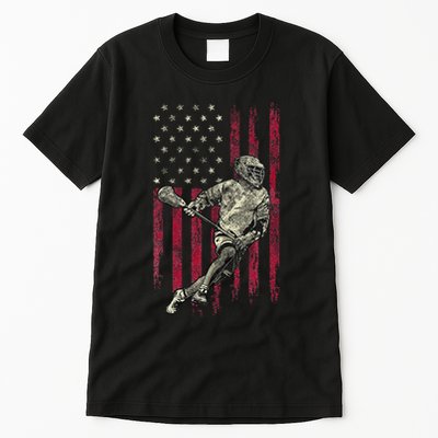 Lacrosse Vintage American Flag Tall T-Shirt