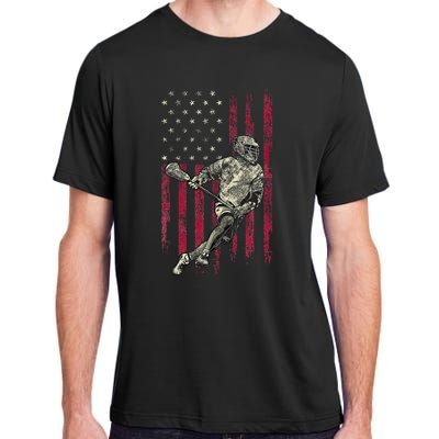 Lacrosse Vintage American Flag Adult ChromaSoft Performance T-Shirt