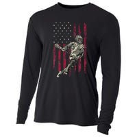 Lacrosse Vintage American Flag Cooling Performance Long Sleeve Crew