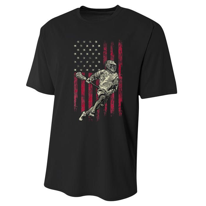 Lacrosse Vintage American Flag Performance Sprint T-Shirt