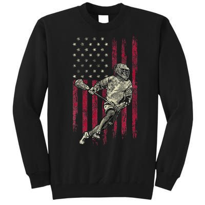 Lacrosse Vintage American Flag Tall Sweatshirt