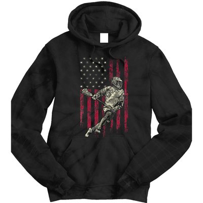 Lacrosse Vintage American Flag Tie Dye Hoodie