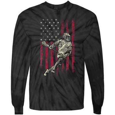 Lacrosse Vintage American Flag Tie-Dye Long Sleeve Shirt