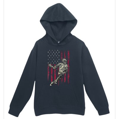 Lacrosse Vintage American Flag Urban Pullover Hoodie