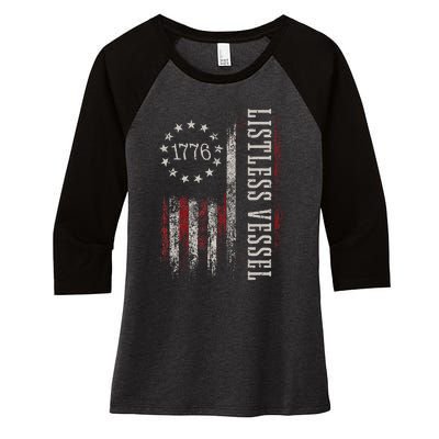 Listless Vessel And Proud Of It 2024 USA Flag Pro Trump Women's Tri-Blend 3/4-Sleeve Raglan Shirt