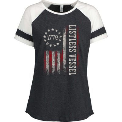 Listless Vessel And Proud Of It 2024 USA Flag Pro Trump Enza Ladies Jersey Colorblock Tee