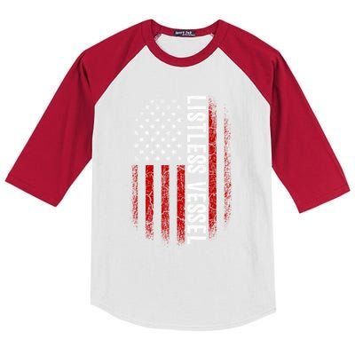 Listless Vessel And Proud Of It 2024 USA Flag Pro Trump Kids Colorblock Raglan Jersey