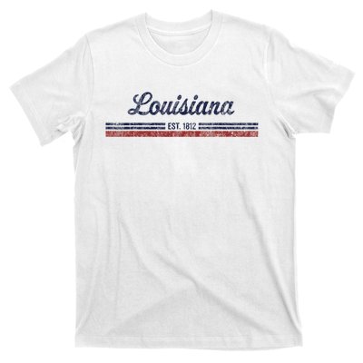 Louisiana Vintage American Flag Retro Design T-Shirt