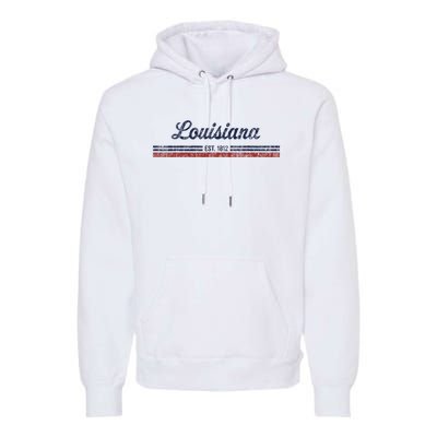 Louisiana Vintage American Flag Retro Design Premium Hoodie