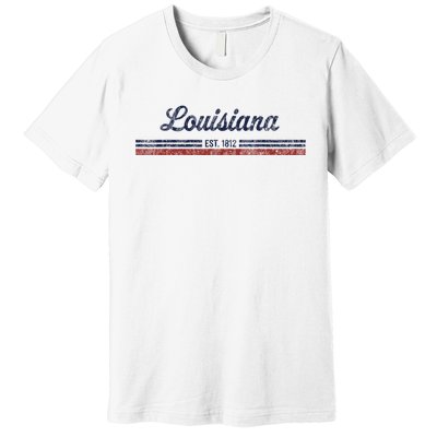 Louisiana Vintage American Flag Retro Design Premium T-Shirt