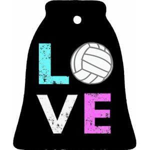 Love Volleyball Best Fun Birthday Gift Ceramic Bell Ornament