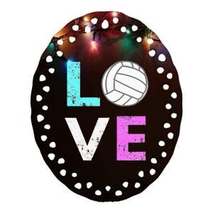 Love Volleyball Best Fun Birthday Gift Ceramic Oval Ornament