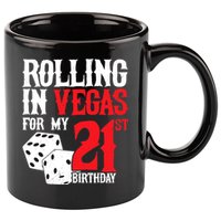 Las Vegas Birthday Party - Rolling in Vegas - 21st Birthday 11oz C Handle Ceramic Mug
