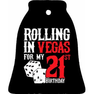 Las Vegas Birthday Party - Rolling in Vegas - 21st Birthday Ceramic Bell Ornament