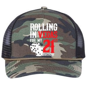 Las Vegas Birthday Party - Rolling in Vegas - 21st Birthday Retro Rope Trucker Hat Cap