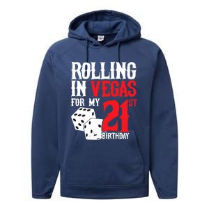 Las Vegas Birthday Party - Rolling in Vegas - 21st Birthday Performance Fleece Hoodie