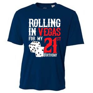 Las Vegas Birthday Party - Rolling in Vegas - 21st Birthday Cooling Performance Crew T-Shirt