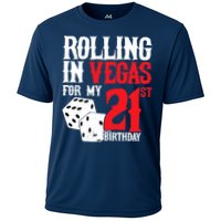 Las Vegas Birthday Party - Rolling in Vegas - 21st Birthday Cooling Performance Crew T-Shirt