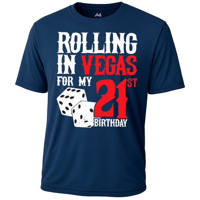 Las Vegas Birthday Party - Rolling in Vegas - 21st Birthday Cooling Performance Crew T-Shirt