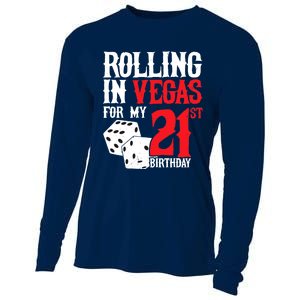 Las Vegas Birthday Party - Rolling in Vegas - 21st Birthday Cooling Performance Long Sleeve Crew