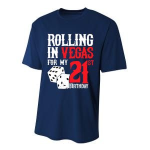 Las Vegas Birthday Party - Rolling in Vegas - 21st Birthday Performance Sprint T-Shirt