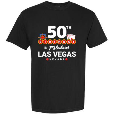 Las Vegas Birthday Party - 50th Birthday - Vegas Birthday Garment-Dyed Heavyweight T-Shirt