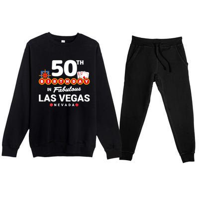 Las Vegas Birthday Party - 50th Birthday - Vegas Birthday Premium Crewneck Sweatsuit Set