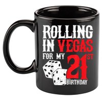 Las Vegas Birthday Party Rolling In Vegas 21st Birthday 11oz C Handle Ceramic Mug