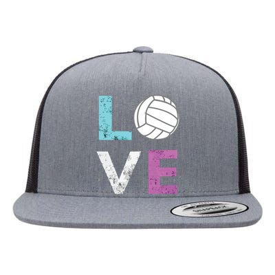 Love Volleyball Best Fun Birthday Gift Flat Bill Trucker Hat