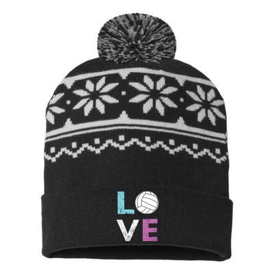 Love Volleyball Best Fun Birthday Gift USA-Made Snowflake Beanie