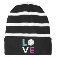 Love Volleyball Best Fun Birthday Gift Striped Beanie with Solid Band