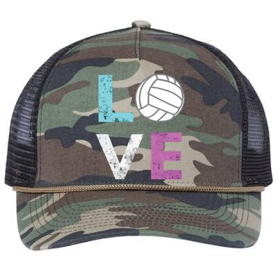 Love Volleyball Best Fun Birthday Gift Retro Rope Trucker Hat Cap