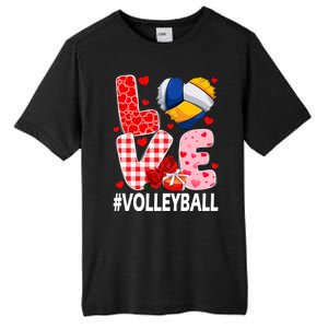 Love Volleyball Ball Heart Shape Red Plaid ValentineS Day Tall Fusion ChromaSoft Performance T-Shirt