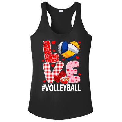 Love Volleyball Ball Heart Shape Red Plaid ValentineS Day Ladies PosiCharge Competitor Racerback Tank