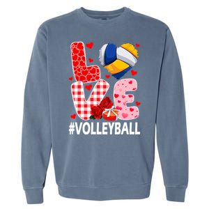 Love Volleyball Ball Heart Shape Red Plaid ValentineS Day Garment-Dyed Sweatshirt