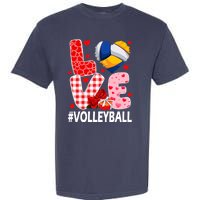 Love Volleyball Ball Heart Shape Red Plaid ValentineS Day Garment-Dyed Heavyweight T-Shirt