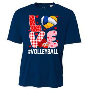 Love Volleyball Ball Heart Shape Red Plaid ValentineS Day Cooling Performance Crew T-Shirt