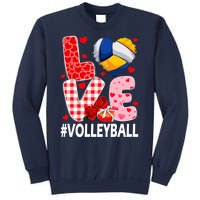 Love Volleyball Ball Heart Shape Red Plaid ValentineS Day Sweatshirt