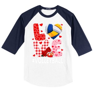 Love Volleyball Ball Heart Shape Red Plaid ValentineS Day Baseball Sleeve Shirt