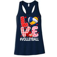 Love Volleyball Ball Heart Shape Red Plaid ValentineS Day Women's Racerback Tank