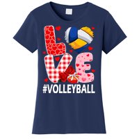 Love Volleyball Ball Heart Shape Red Plaid ValentineS Day Women's T-Shirt