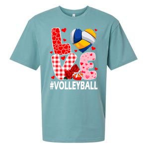 Love Volleyball Ball Heart Shape Red Plaid ValentineS Day Sueded Cloud Jersey T-Shirt