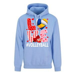 Love Volleyball Ball Heart Shape Red Plaid ValentineS Day Unisex Surf Hoodie